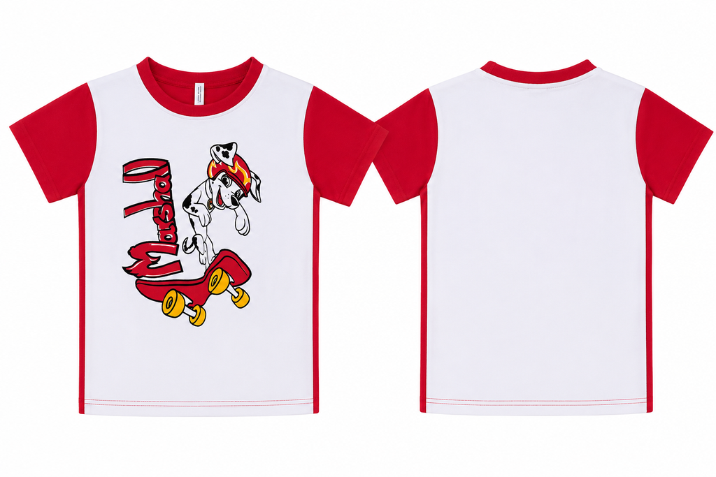 Boys Marshall Cartoon Printed Half Sleeve T-Shirt