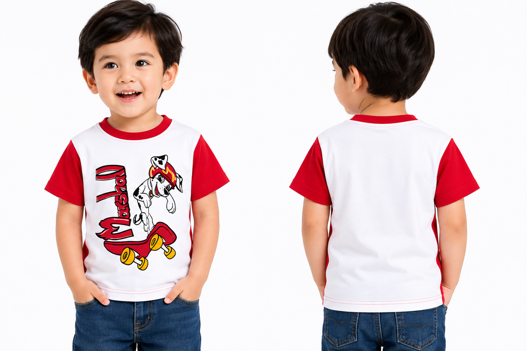 Boys Marshall Cartoon Printed Half Sleeve T-Shirt