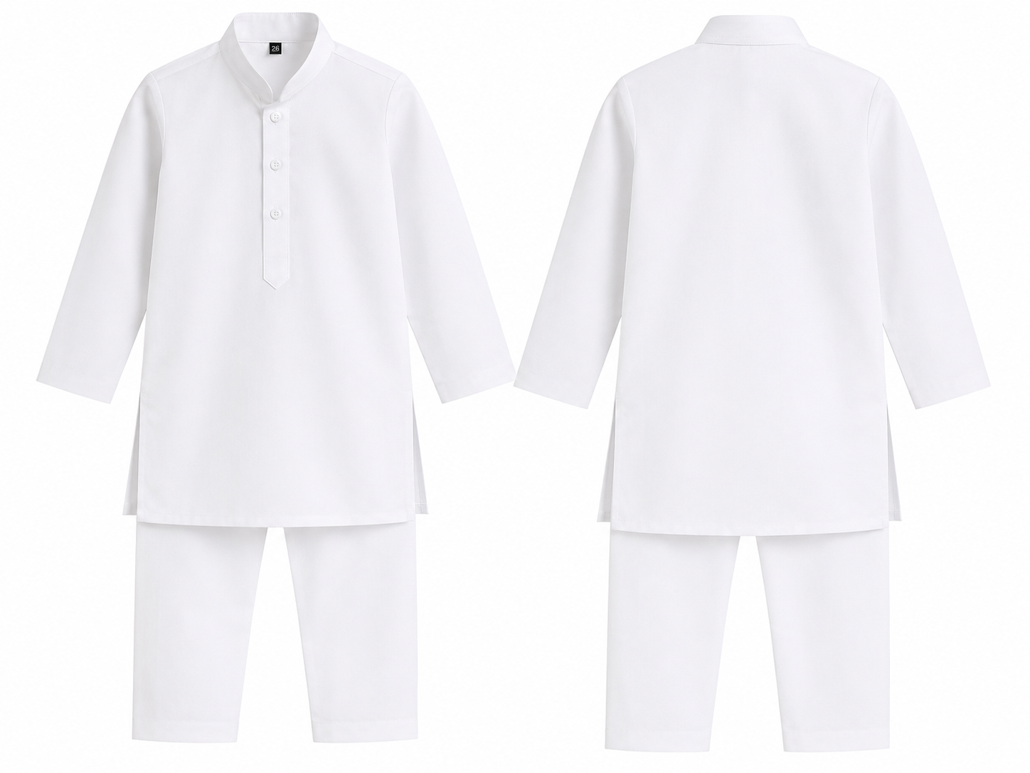 Boys White Cotton Kurta Pajama Set