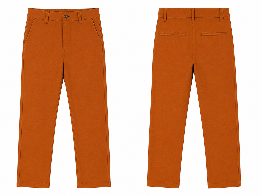Men's Rust Orange  Narrow Fit Casual Trouser