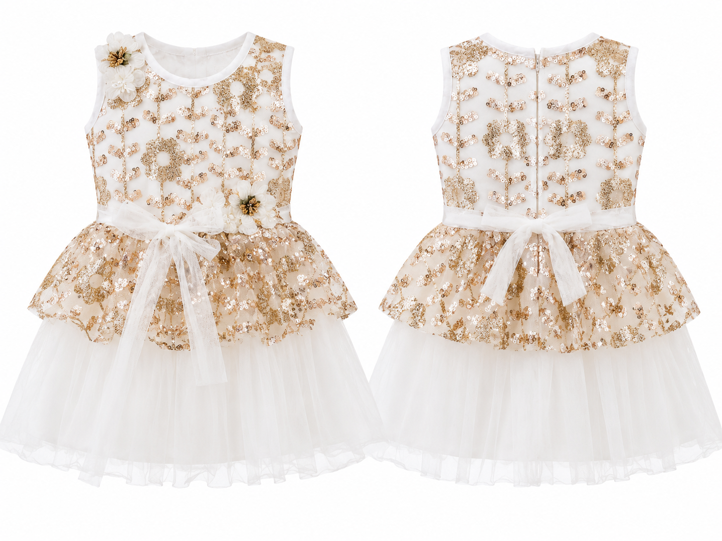 Girls Gold Sequin Party Wear Frock for Kids