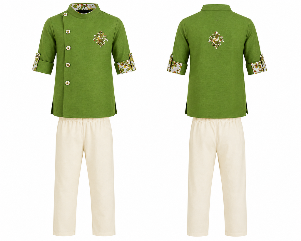 Boys Green Kurta Pajama Set