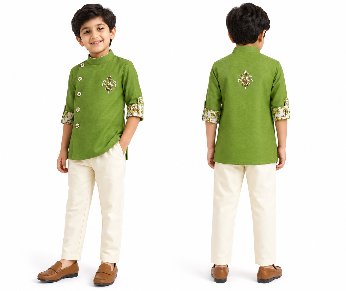 Boys Green Kurta Pajama Set
