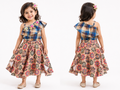 Girls One-Shoulder Floral Printed Party Dress