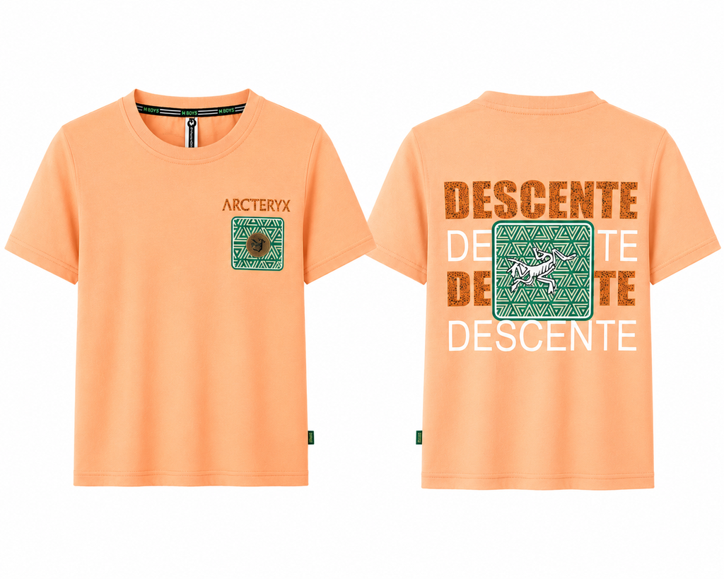 Boys Peach Graphic Printed Cotton T-Shirt