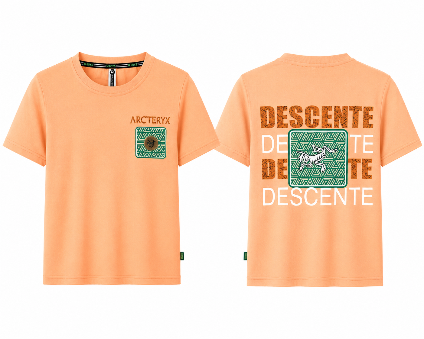 Boys Peach Graphic Printed Cotton T-Shirt