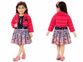 Girls Floral Frock with Pink Jacket – Party Wear Dress